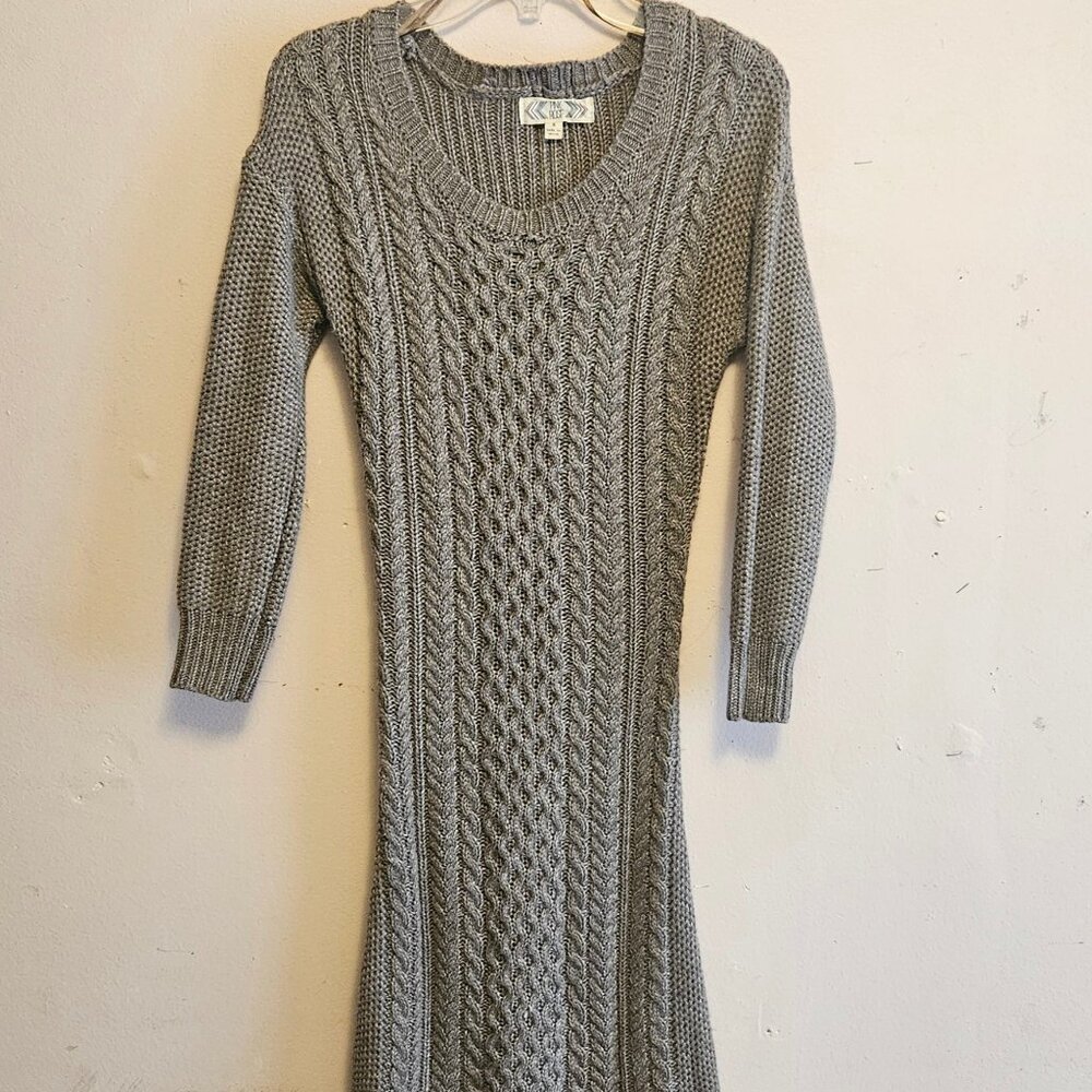 WOMENS SZ SMALL DARK GRAY KNIT SWEATER DRESS